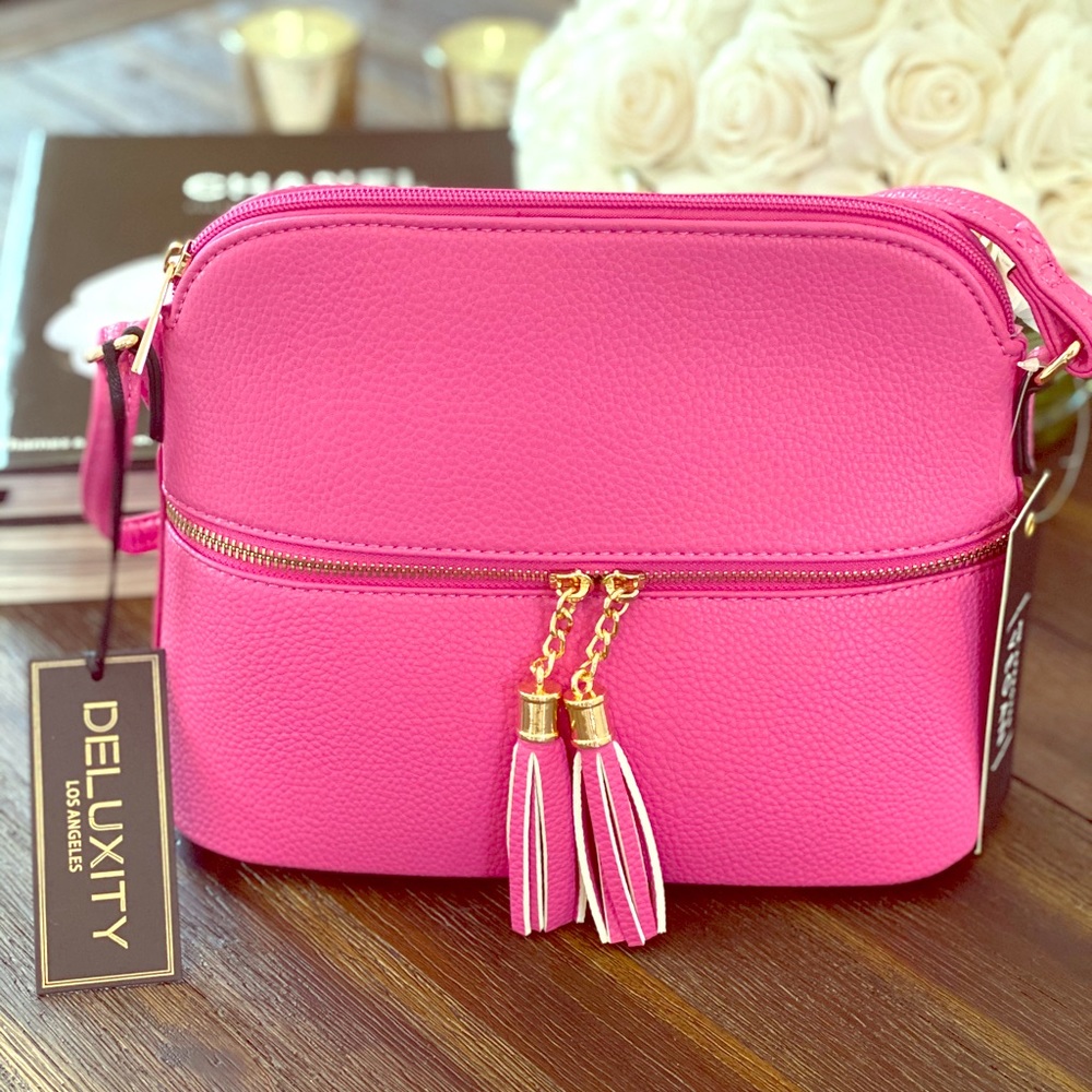 Deluxity Vegan Zipper Pocket Crossbody Bag